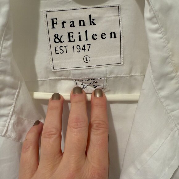 Frank & Eileen White Featherweight Eileen relaxed fit button up shirt size Large - Picture 4 of 6